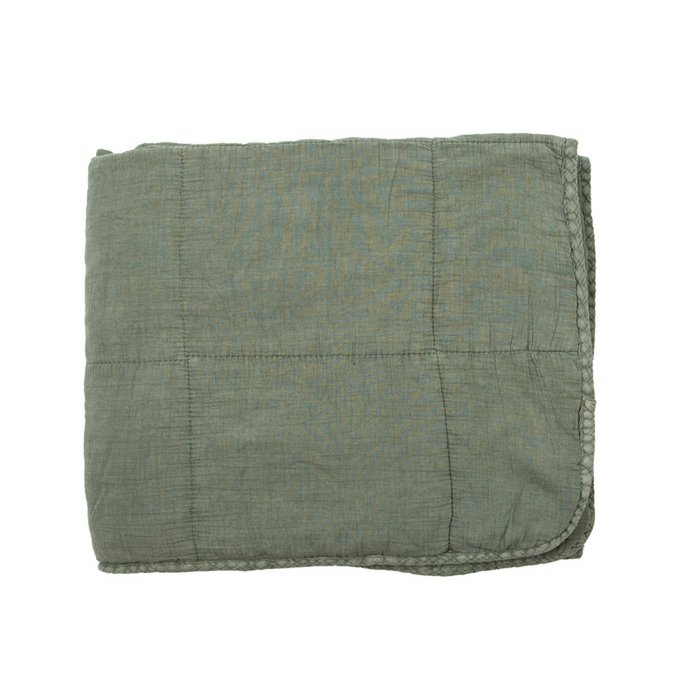 Gewatteerde katoenen plaid Charlotte oudgroen 70x240
