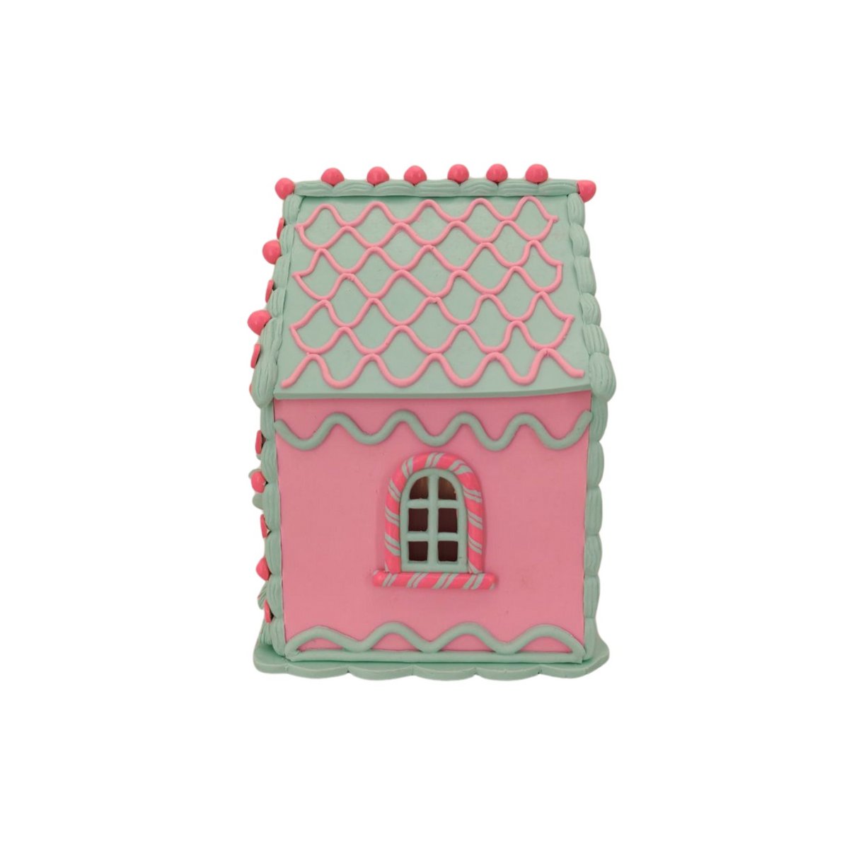 LED - Candy House - Polyresin - Roze/Mint - 13x18,5cm