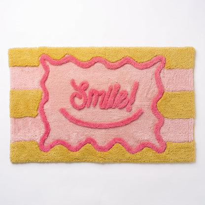 Badmat - Blokken - Roze/ Blauw/ Geel - 80x50x1 cm