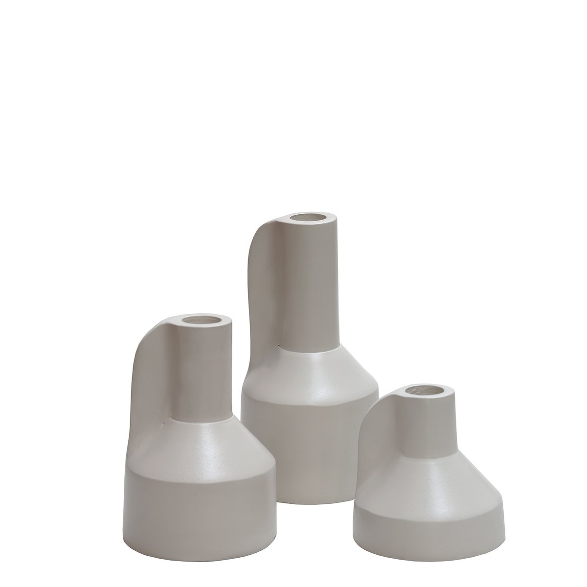 Kaarshouder - Alota ivory Ø9 x H17/13/9 cm - set van 3