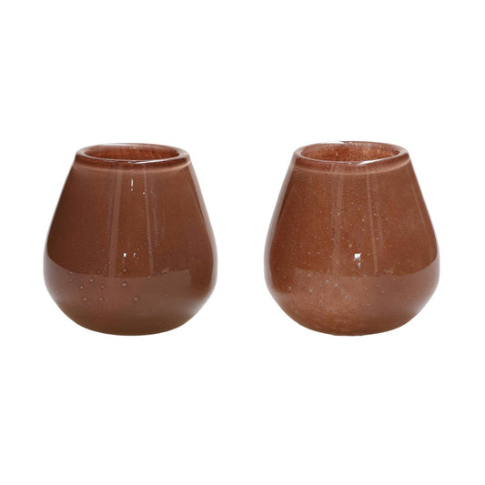 Waxinelichthouder - Tasman Elite XS brown Ø12,5 x H11,5 cm (set van 2 stuks)