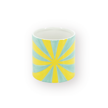 Pot - Bloempot - Krul - Geel/Groen - 12,5x12,5x13cm
