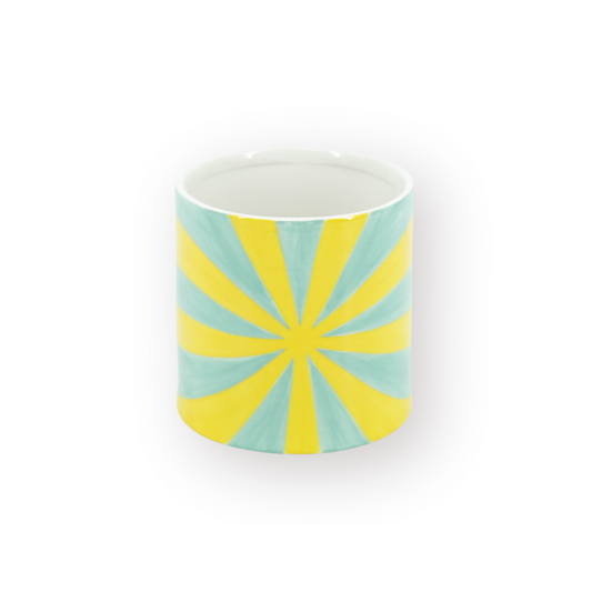 Pot - Bloempot - Krul - Geel/Groen - 12,5x12,5x13cm
