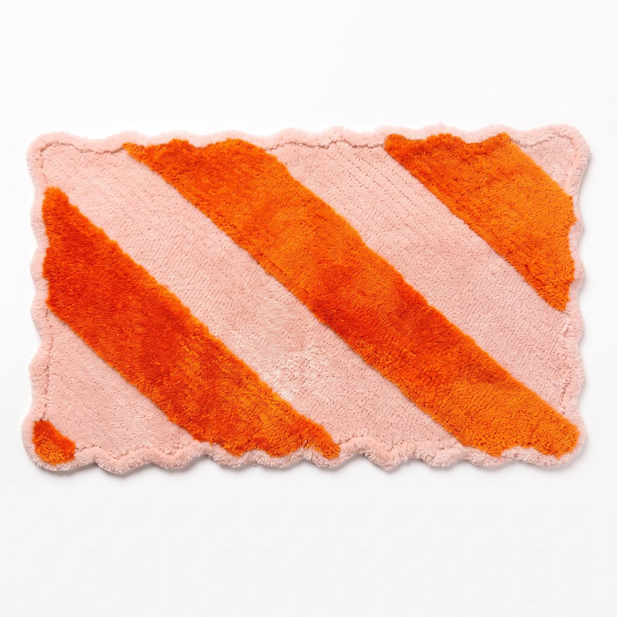 Badmat - Gestreept - Lichtroze/oranje - 80x50x1 cm