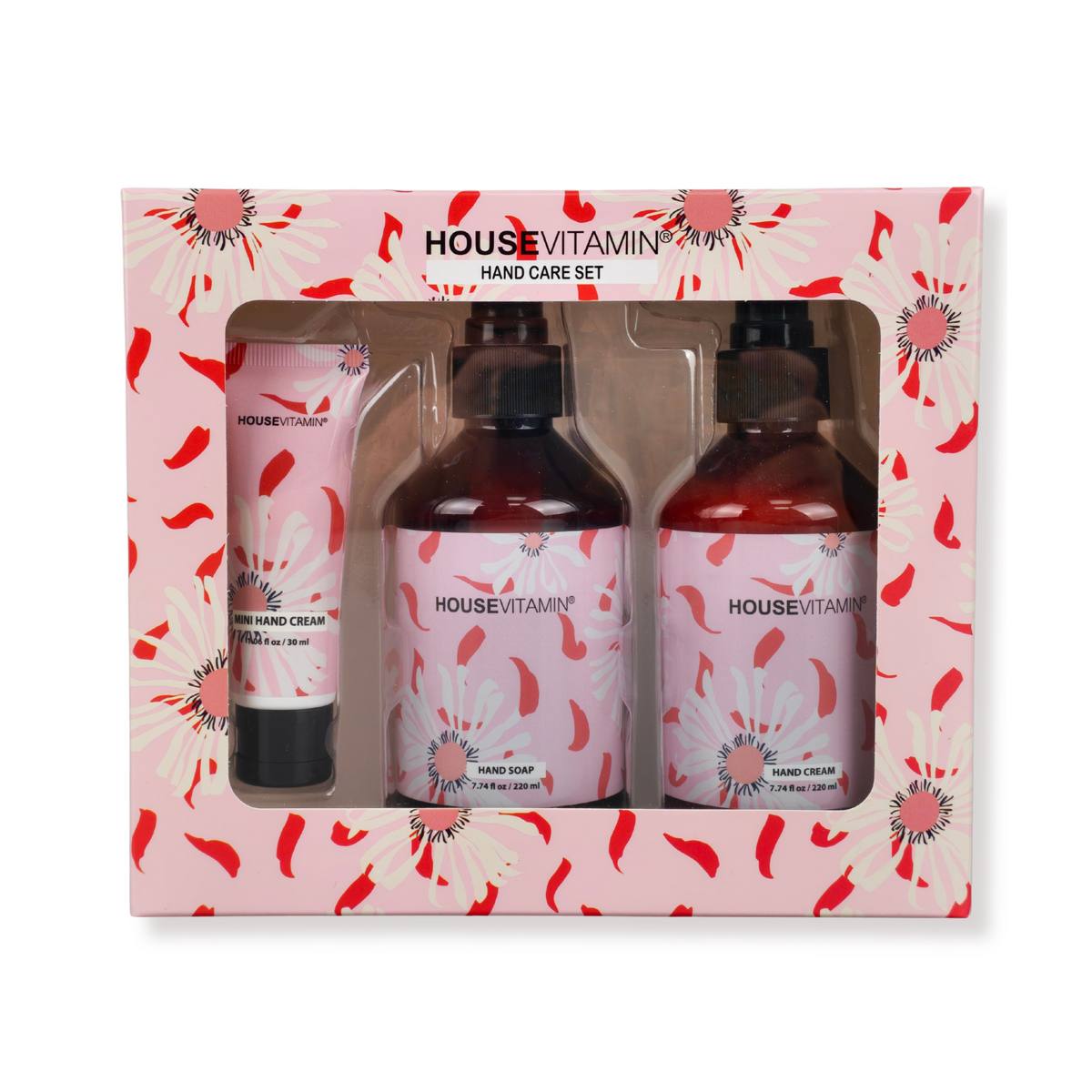 Handverzorging Cadeauset - Veganistisch - Handzeep | Handcrème - Pioenroos - 18,5x6,5x16,5cm