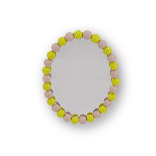 Spiegel - Ovaal - Bubbels -Lichtroze/Geel- 29x22,5cm