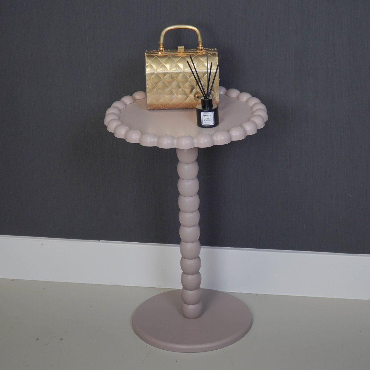 Bijzettafel - Rond - Taupe - MDF - 38X55cm