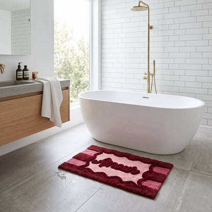 Badmat - Swirl - Rood/ Roze - 70x70x1 cm