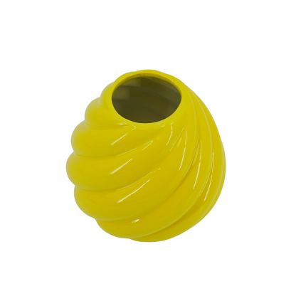 Flower Vase- Swirl vase-ceramic- geel- 20x20x21,5 cm