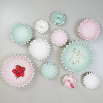 Bowl-geplooide kom- keramiek- mint- 15x15x4,5 cm