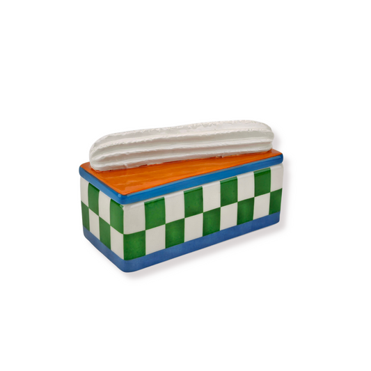 Voorraadpot - Tompouche - Groen/Oranje - 14x6x6cm