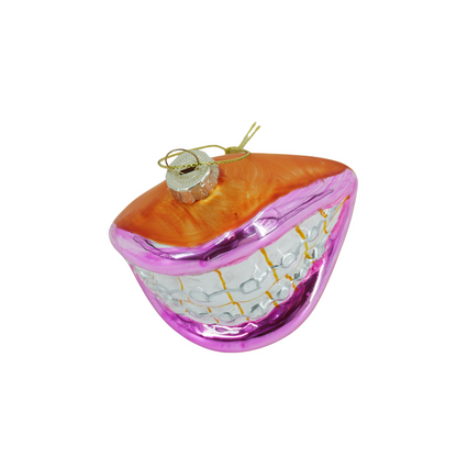 Ornament - Kersthanger - Beugel Lipglas - Roze - 9x6,5x6,5cm