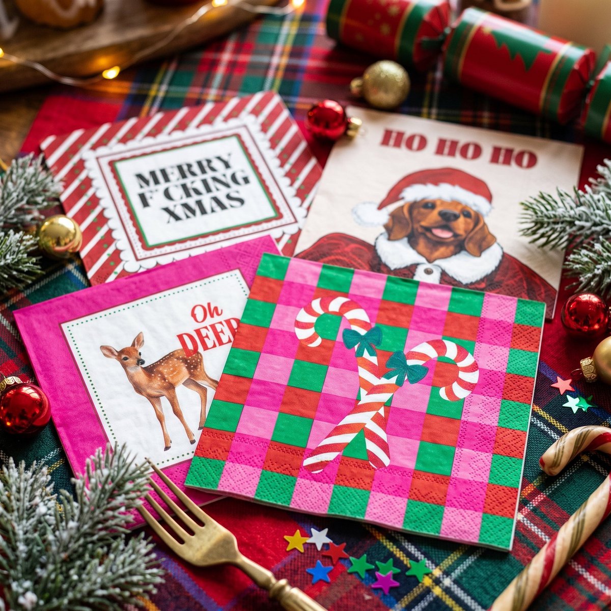 Papieren Servetten “Merry F*cking Xmas” – FSC – 3-laags – 33x33 cm