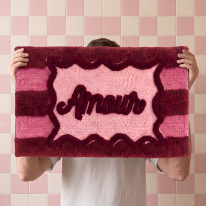 Badmat - Swirl - Rood/ Roze - 70x70x1 cm