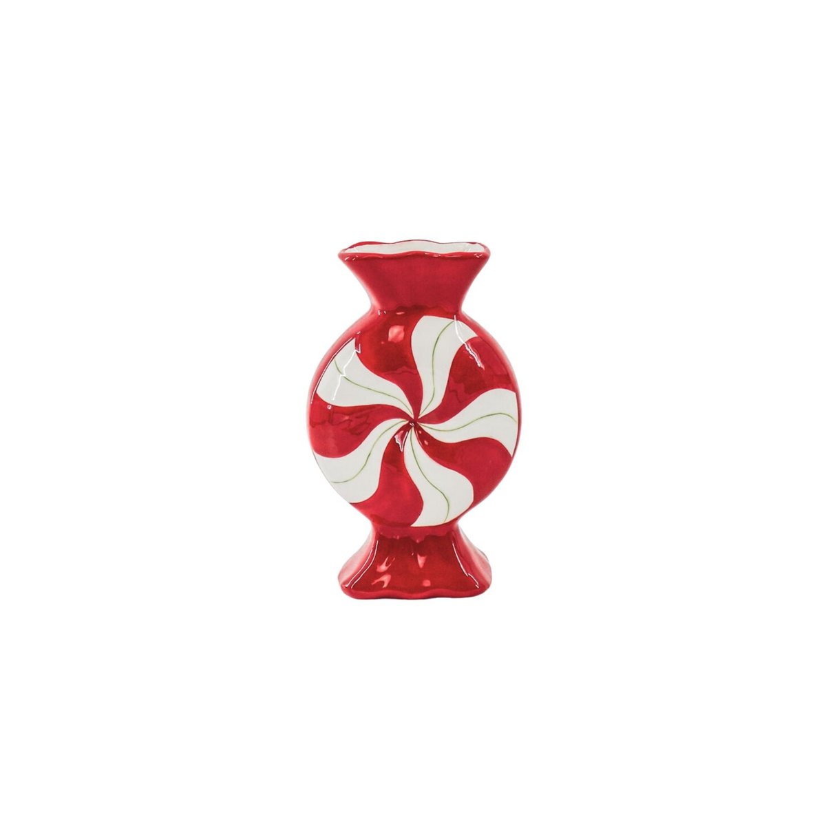 Flower Vase- Toffee Candy- -ceramic-Red/ White- 12x6,5x20cm