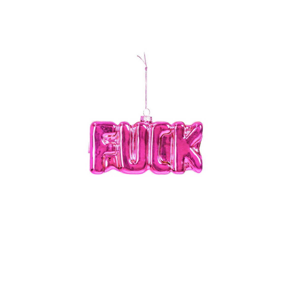 Ornament - Kersthanger - Fuck - Roze - Glas - 4,5x3,5x7,5cm