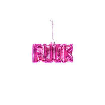 Ornament - Kersthanger - Fuck - Roze - Glas - 4,5x3,5x7,5cm