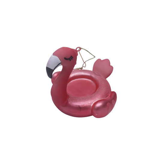 Kersthanger - Flamingo - Opgeblazen - Glas - 10x10,5x9cm