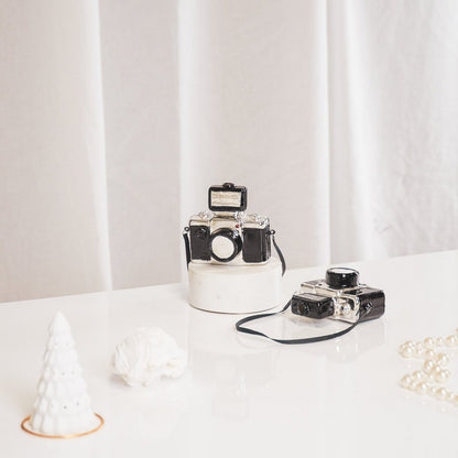 Ornament Kersthanger - Camera - Glas - 9,5x5x9cm