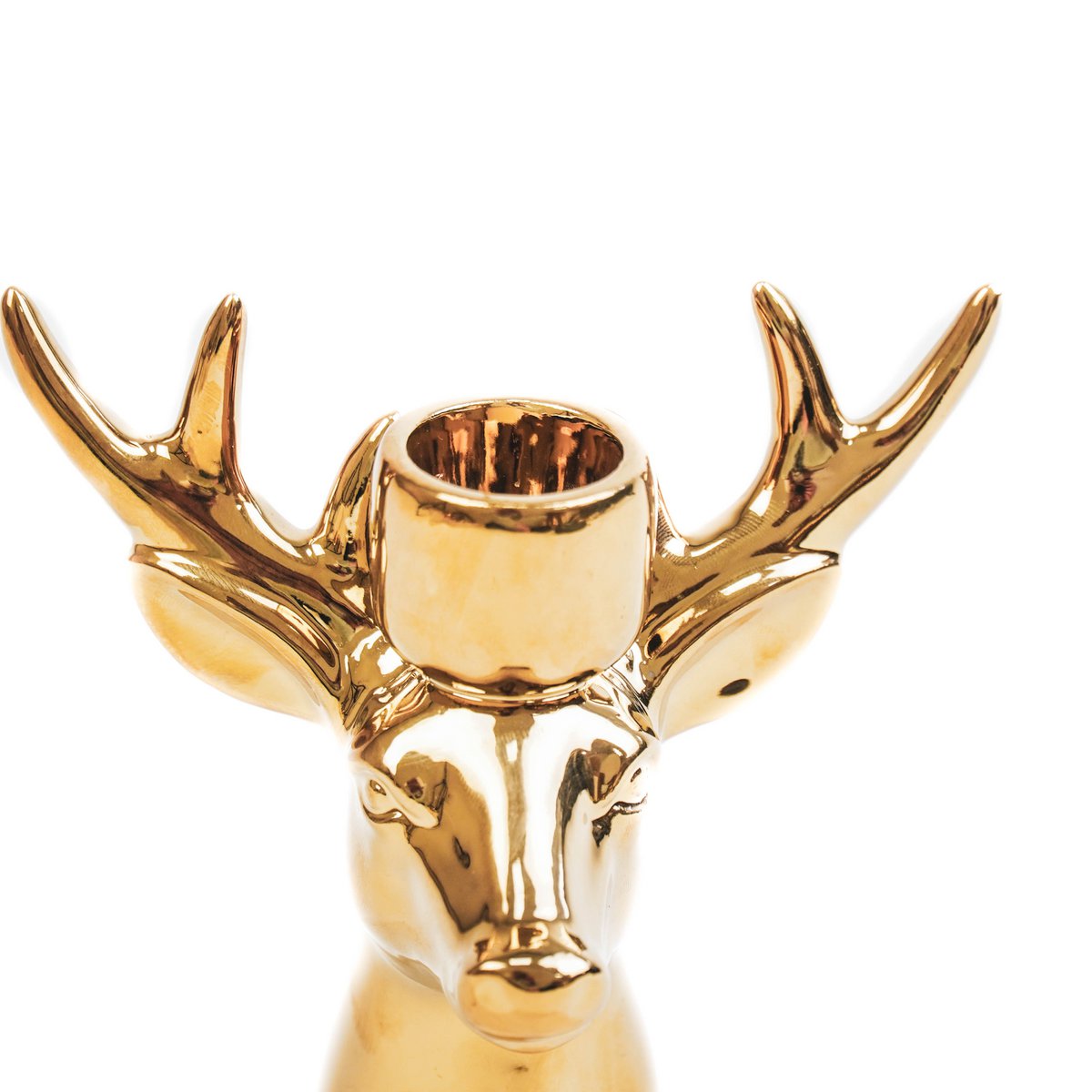 Kaarshouder - Rendier - Keramiek - Goud - 16x9x16,5cm