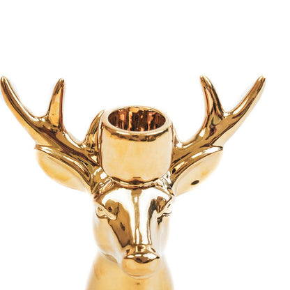 Kaarshouder - Rendier - Keramiek - Goud - 16x9x16,5cm