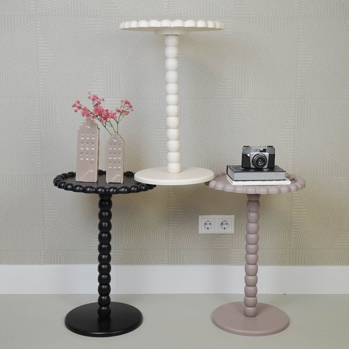 Bijzettafel - Rond - Taupe - MDF - 38X55cm