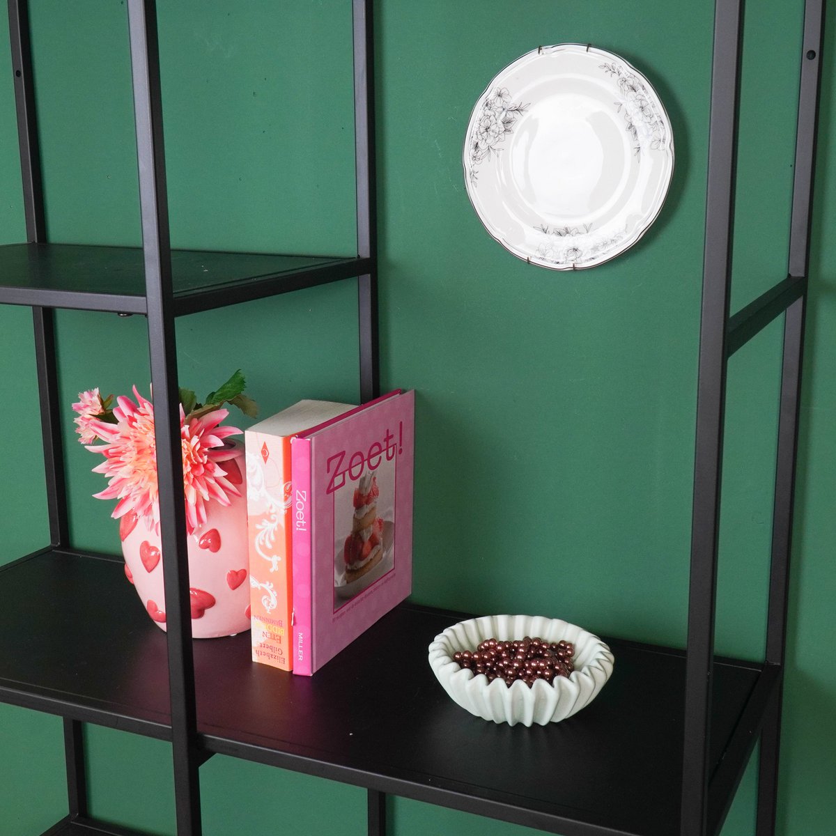 Bowl-geplooide kom- keramiek- mint- 15x15x4,5 cm