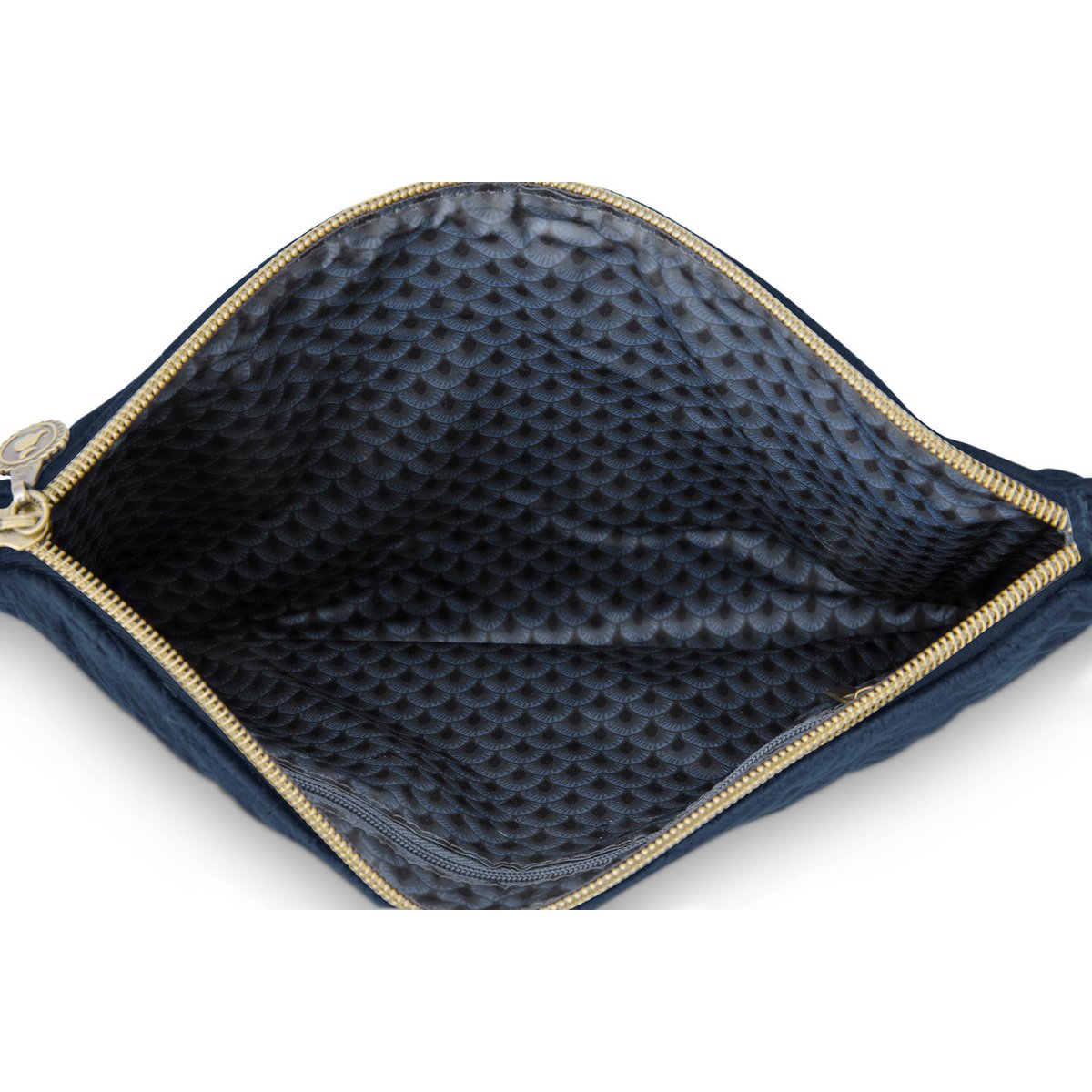 Cosmetic Flat Pouch Large Velvet Quiltey Days Blue