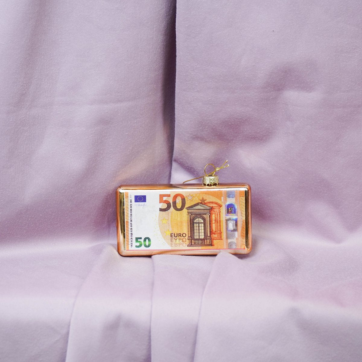 Ornament Kersthanger - 50 Eurobiljet - Glas -11,5x2x6cm