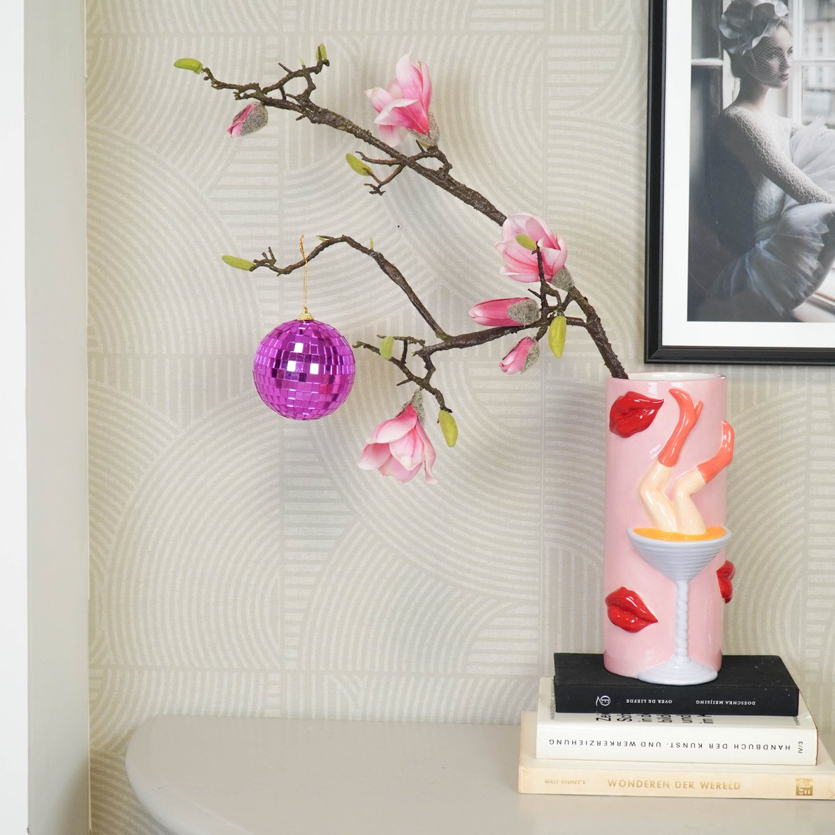 Kerstdecoratie - Kersthanger - Discobal - Foam - Roze - 10x10x10cm