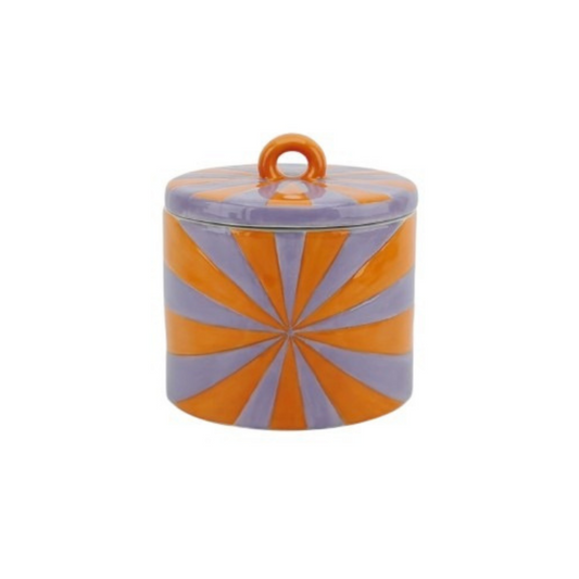 Voorraadpot - Swirl - Oranje/Lila - 11x11x11,5cm