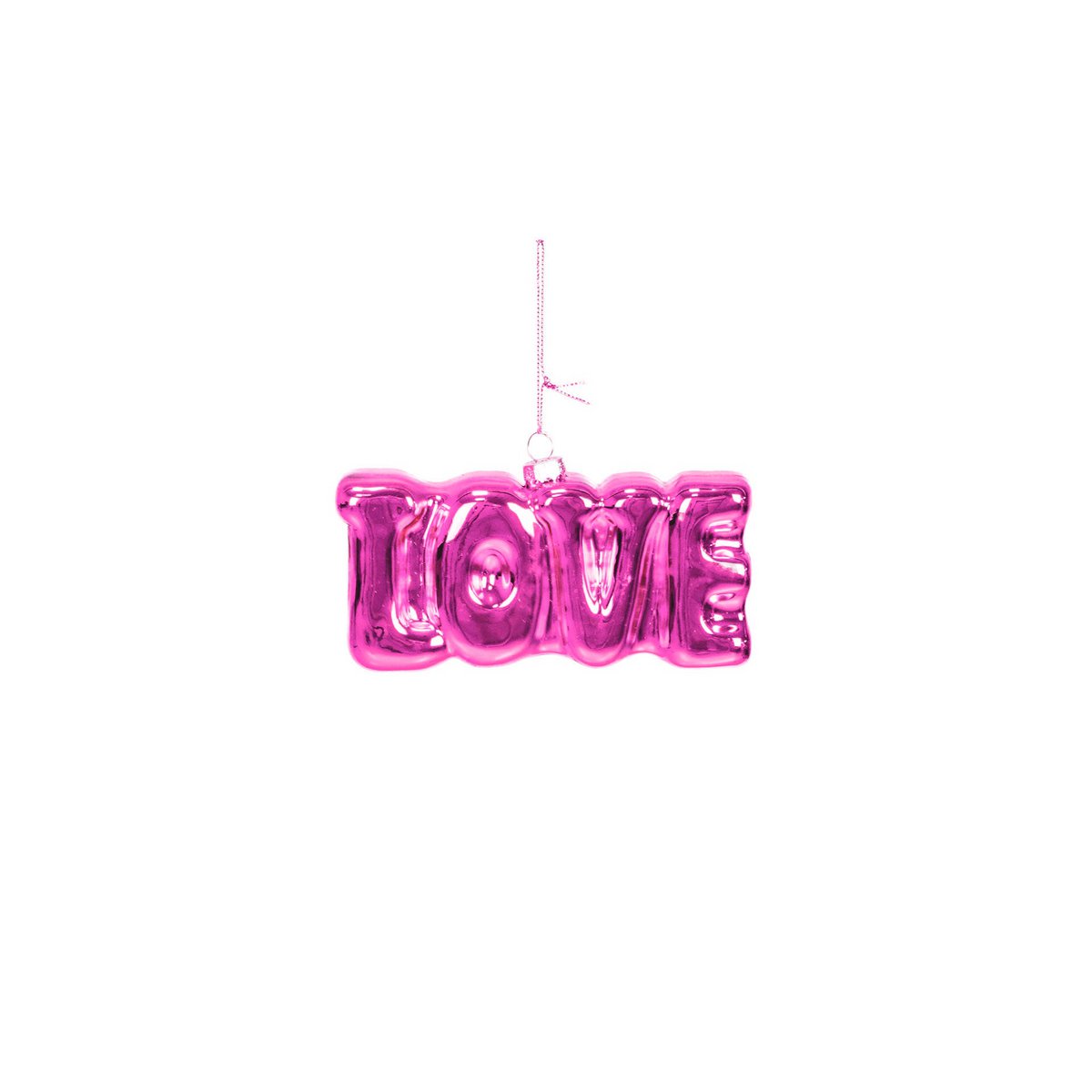 Ornament - Kersthanger - Liefde - Roze - Glas - 4,5x3,5x7,5cm