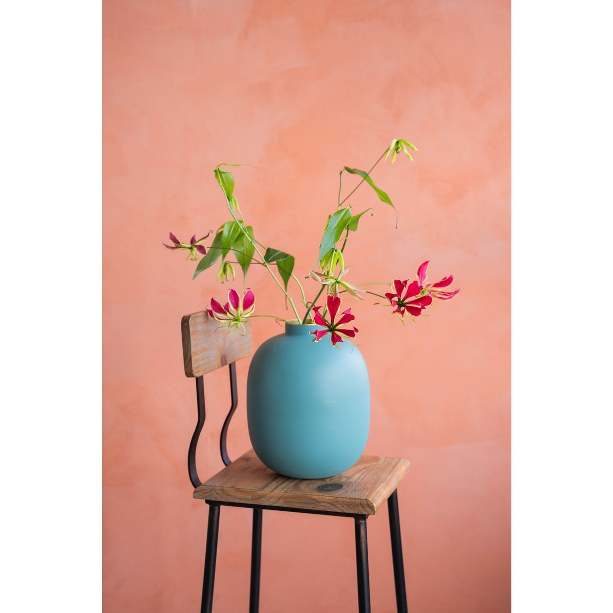 Vaas metaal mat light blauwe