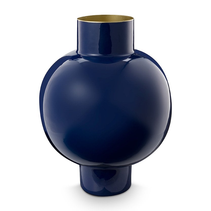 Vaas metaal hoog royal blauw