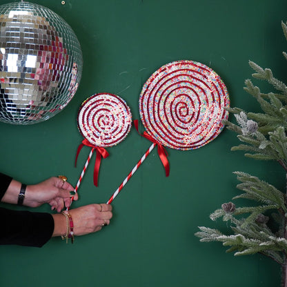Decoratie - Lolly Pop - Foam - Rood/Wit - 15x35cm