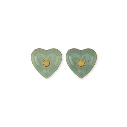 Set/2 kandelaar houder metaal heart groen