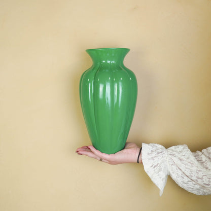 Flower Vase-geplooide vase-ceramic-groen- 16,5x16,5x29,5 cm