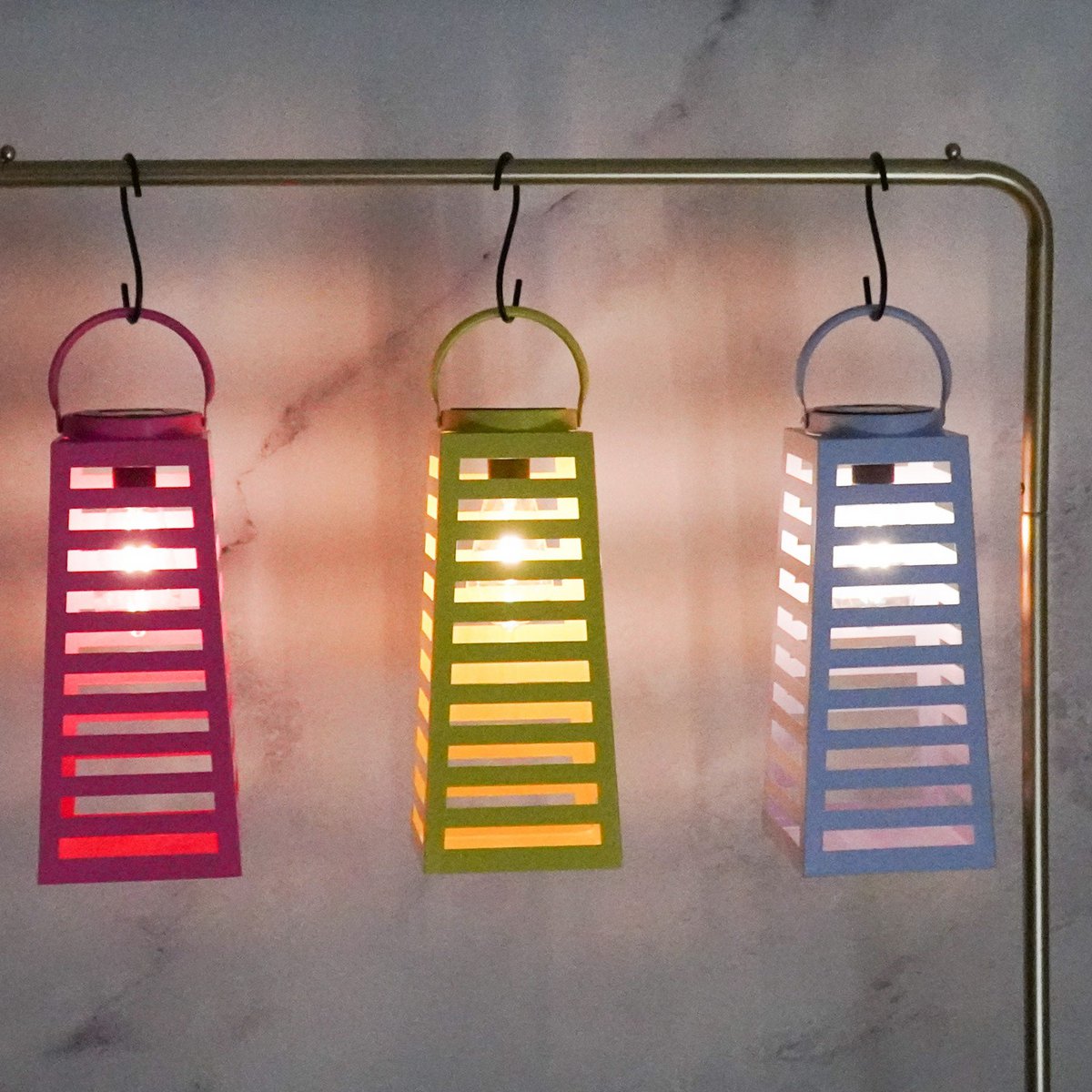 Lamp -lantaarn - Solar - Metaal - Lila - 14x32,5 cm