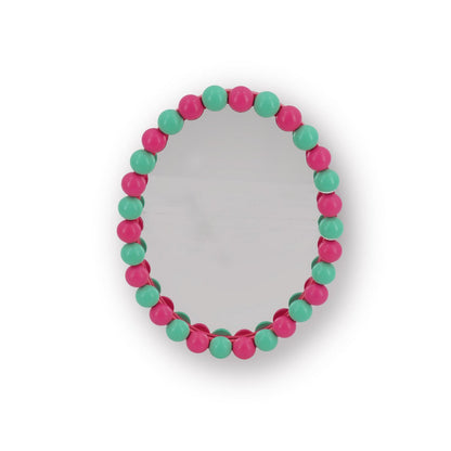 Spiegel - Ovaal - Bubbels - Neon Roze/Mint - 29x22,5cm