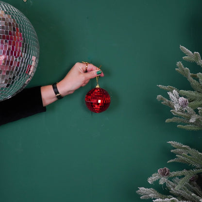 Kerstdecoratie - Kersthanger - Discobal - Schuim - Rood - 8x8x8cm