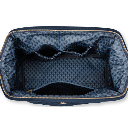 Cosmetic Purse Extra Large Velvet Quiltey Days Blue