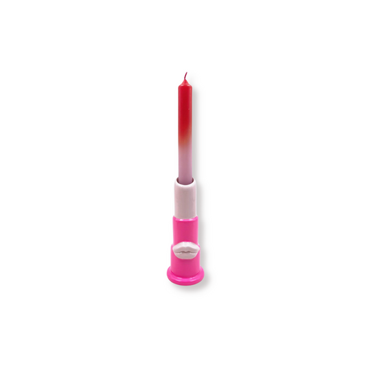 Kaarshouder - Lippenstift - Keramiek - Roze - 5x5x15cm