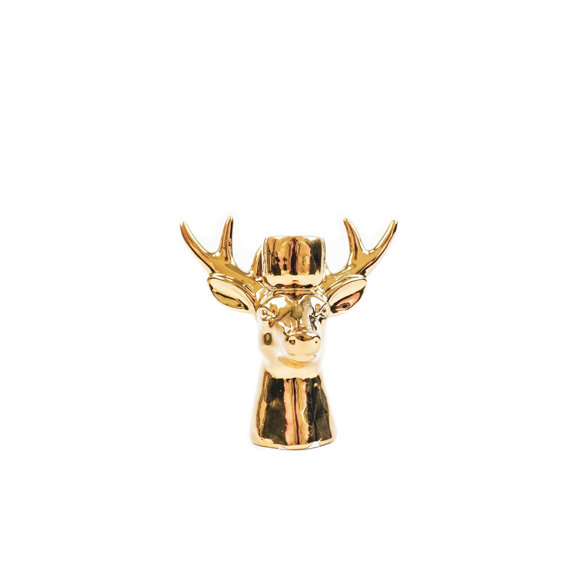 Kaarshouder - Rendier - Keramiek - Goud - 16x9x16,5cm