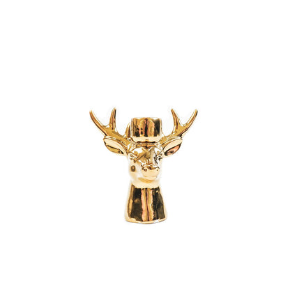 Kaarshouder - Rendier - Keramiek - Goud - 16x9x16,5cm