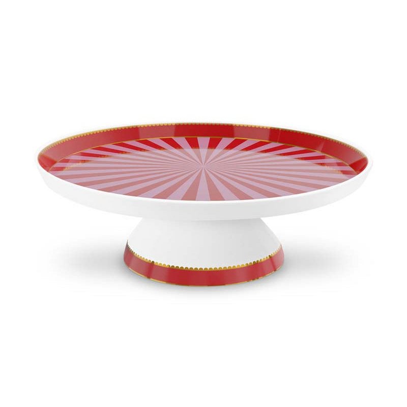 Mini Cake dienblad Love Birds Stripes Red-Pink 24cm