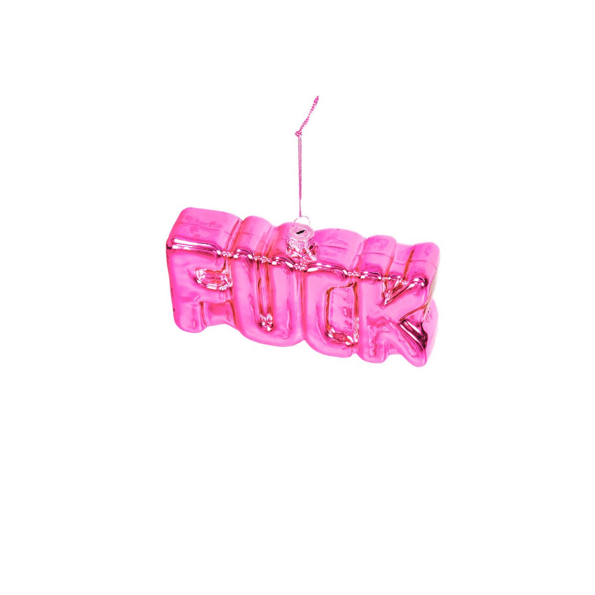 Ornament - Kersthanger - Fuck - Roze - Glas - 4,5x3,5x7,5cm
