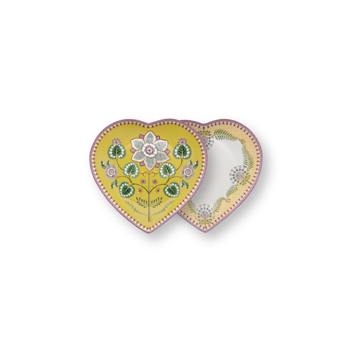 Set/2 Hartvormige borden Lily&Lotus geel