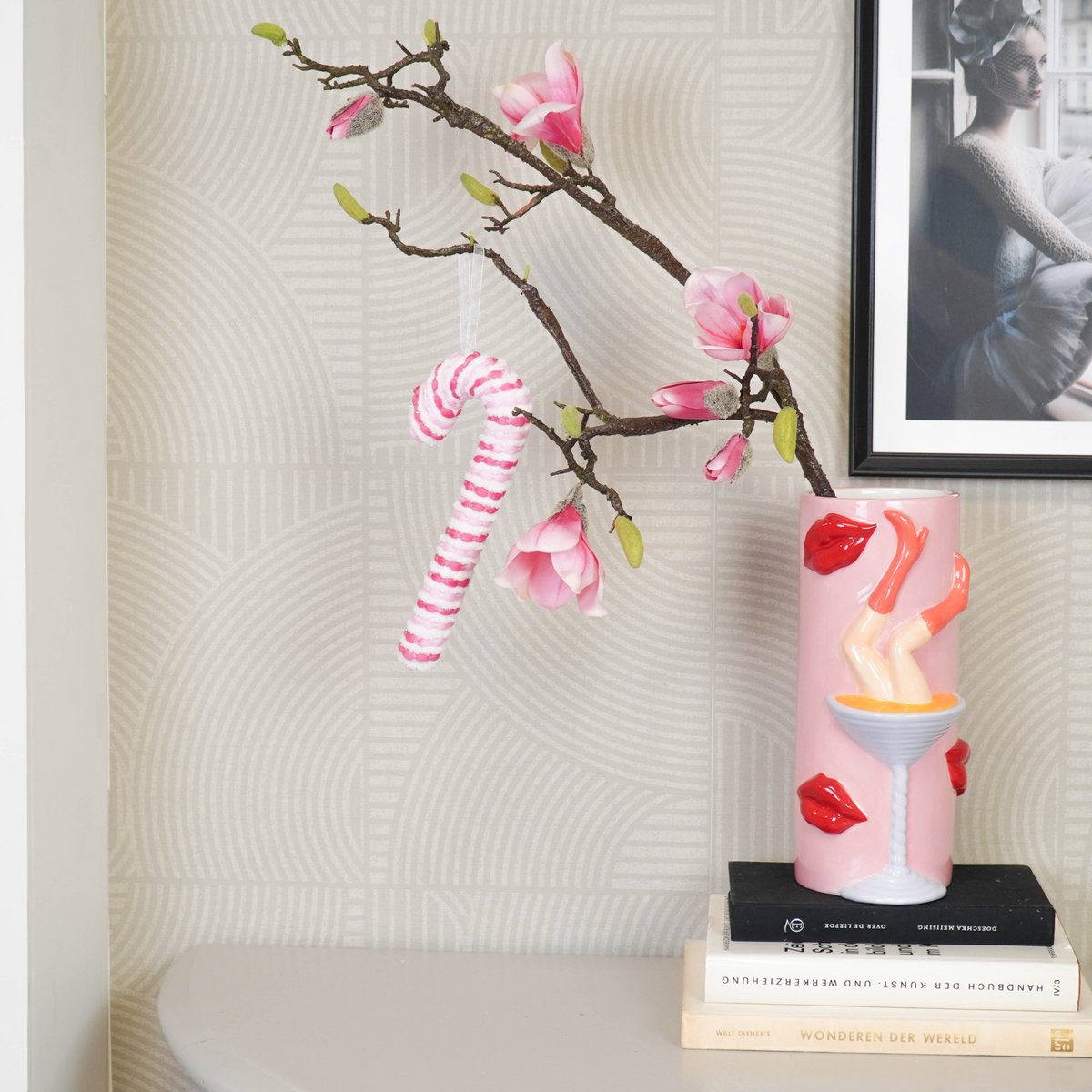 Decoratie - Zuurstok - Schuim - Roze - 21cm