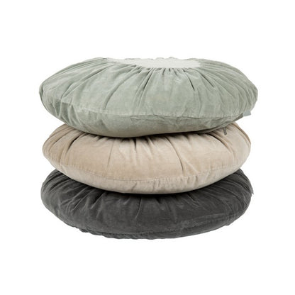 Rond Fluwelen Kussen Ruches donkergrijs 60cm
