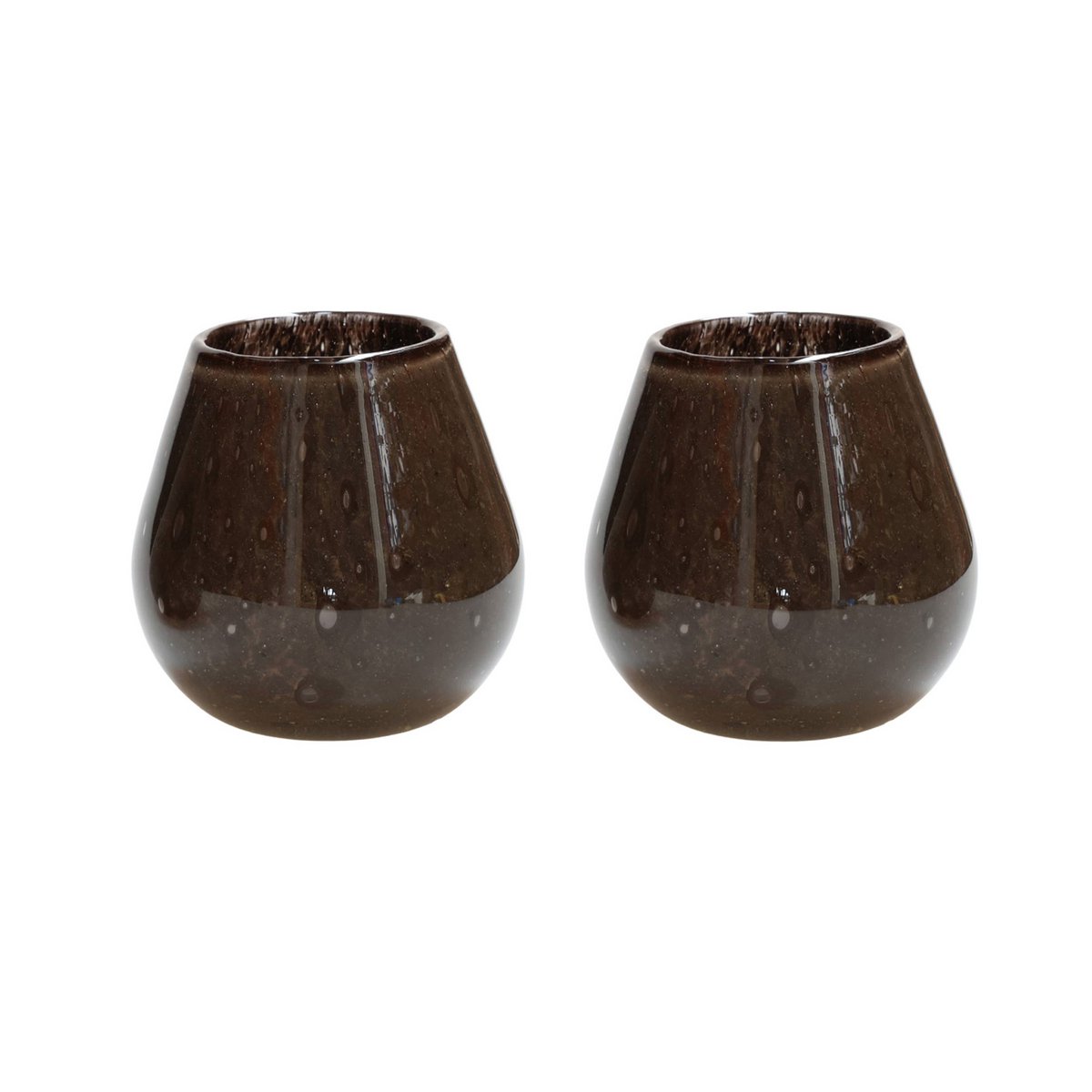 Waxinelichthouder - Tasman Elite XS dark brown Ø12,5 x H11,5 cm (set van 2 stuks)